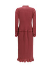silk polka-dot midi dress with appliqué bows