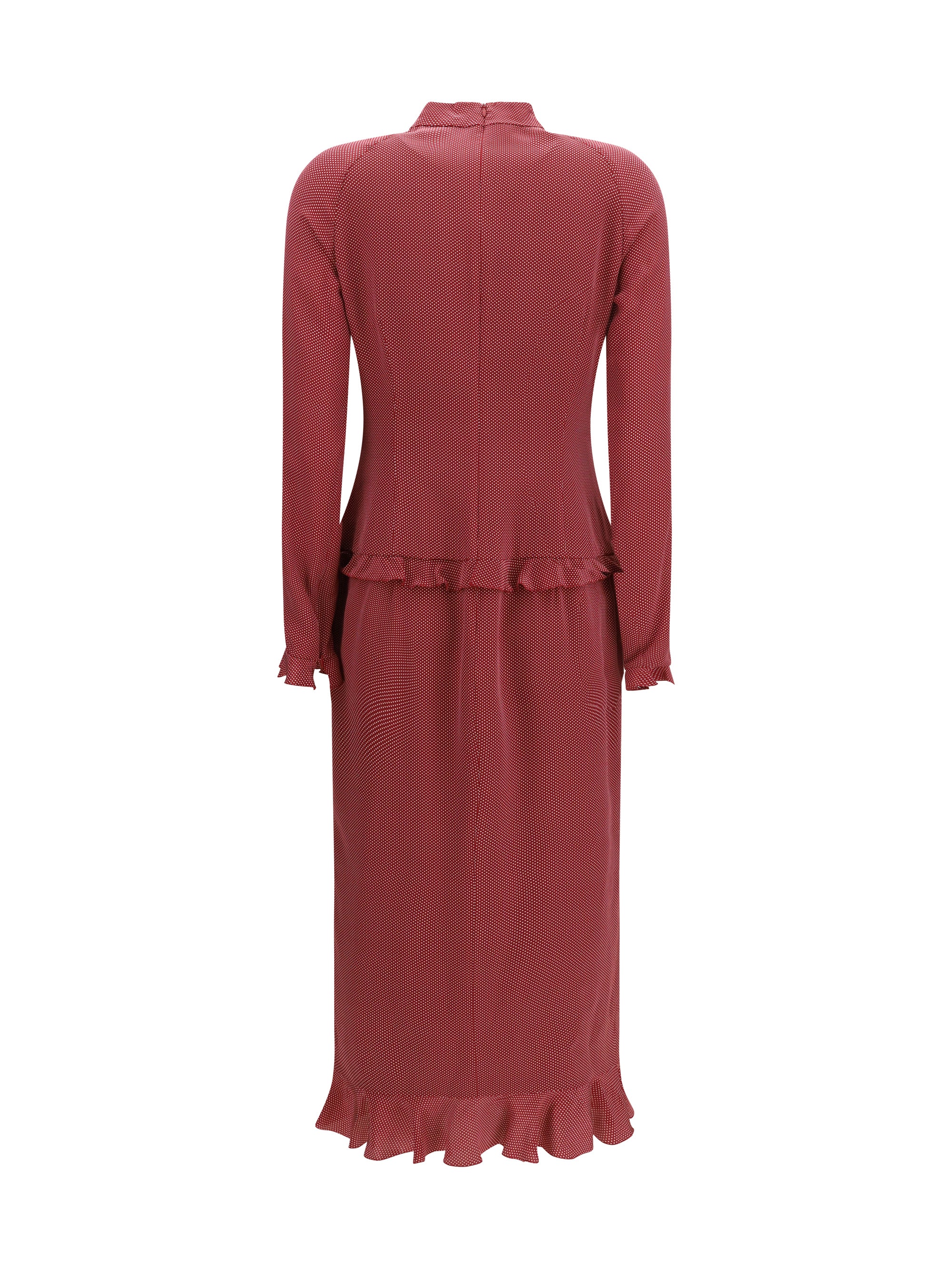 silk polka-dot midi dress with appliqué bows