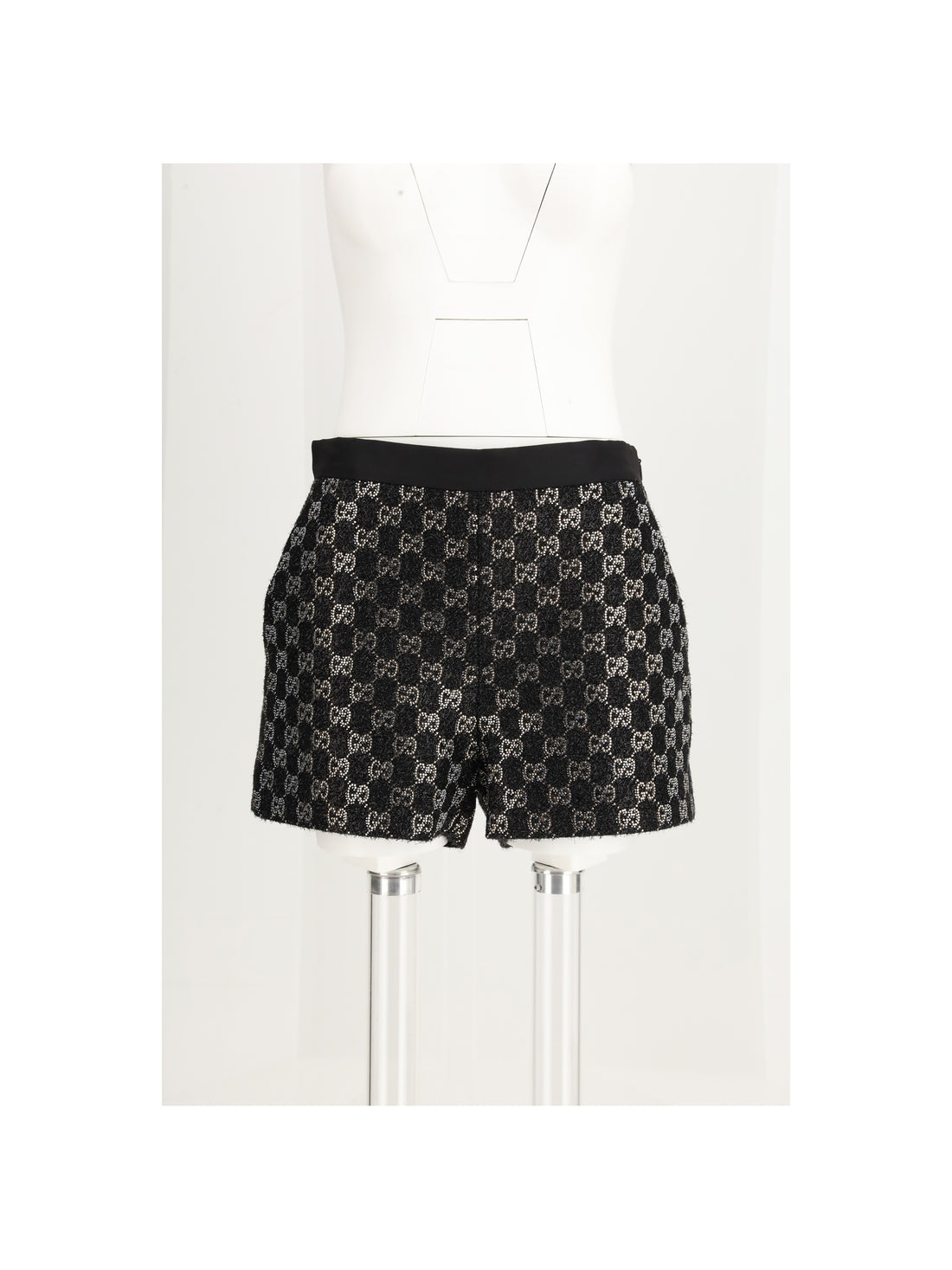 GUCCI 42 tweed wool lamé embroidered shorts