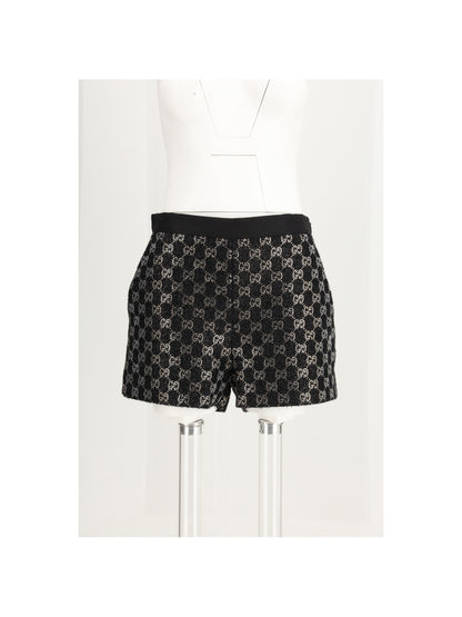 GUCCI 42 tweed wool lamé embroidered shorts