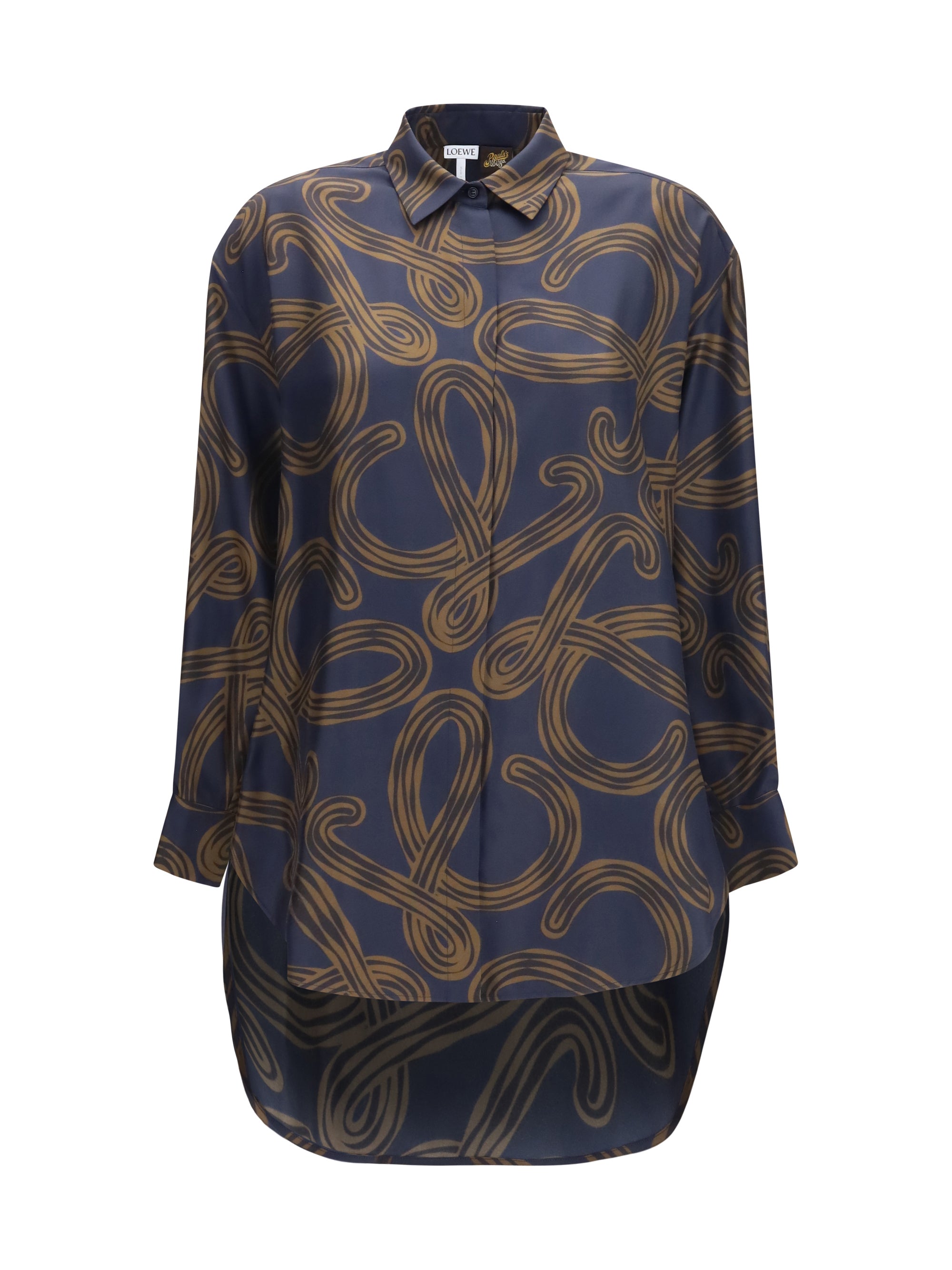 lightweight printed silk twill shirt