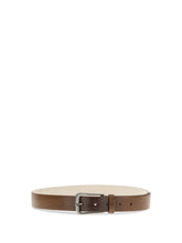 BRUNELLO CUCINELLI L carved leather belt with shimmering buckle