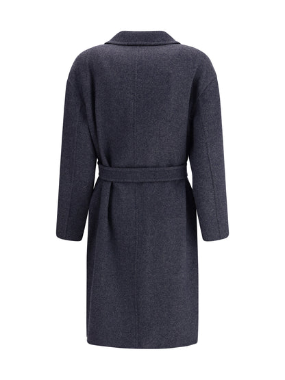 MAX MARA 40 denim-effect wool carnia coat