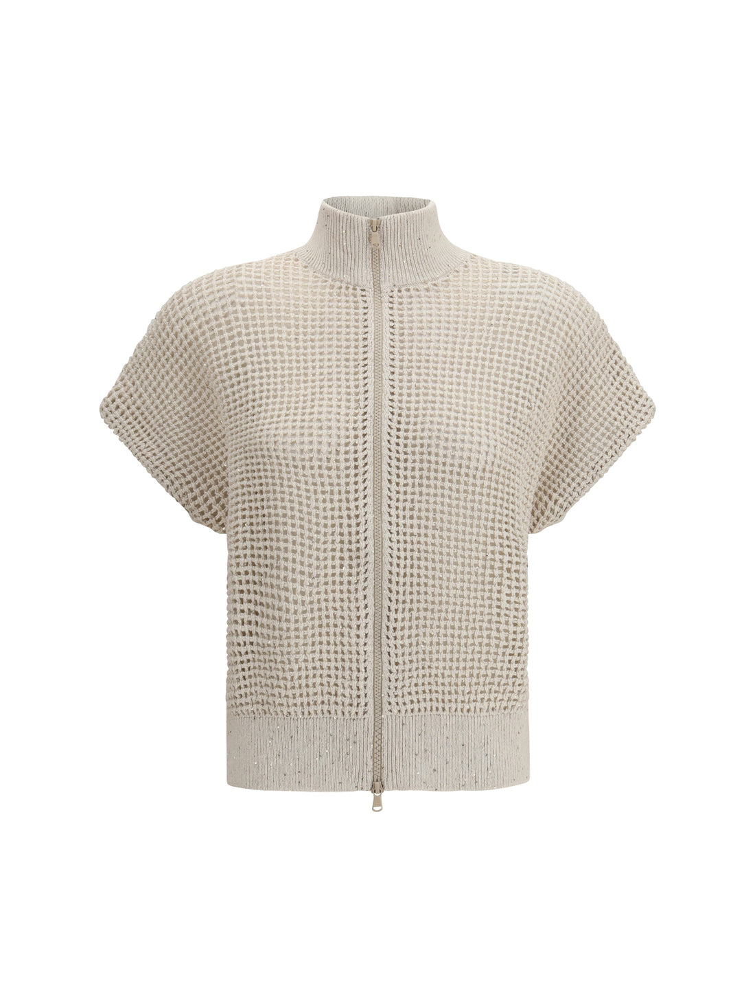 BRUNELLO CUCINELLI S cotton mesh cardigan with dazzling details
