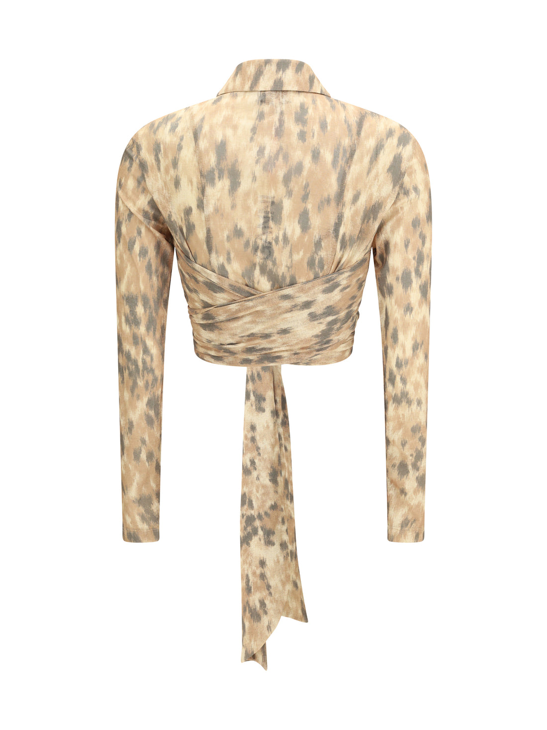 GANNI 36 printed marl mesh tie blouse