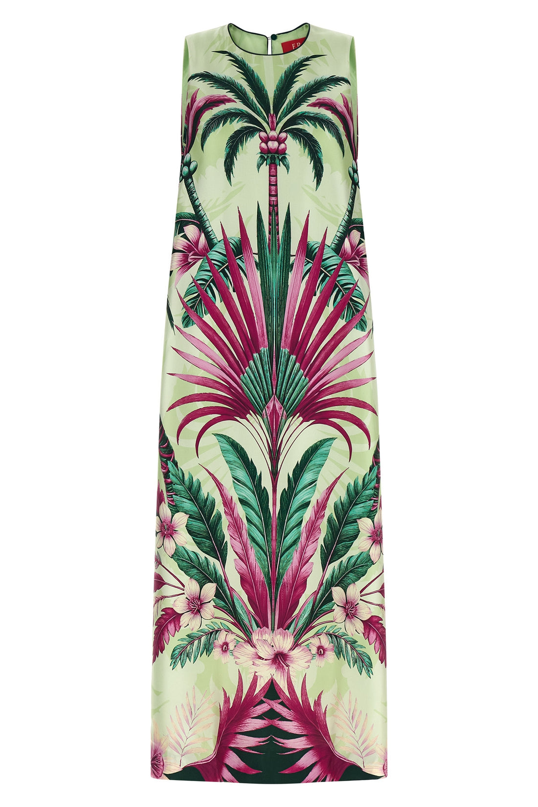 F.R.S. - FOR RESTLESS SLEEPERS M long penelope dress in palm bouquet print silk twill
