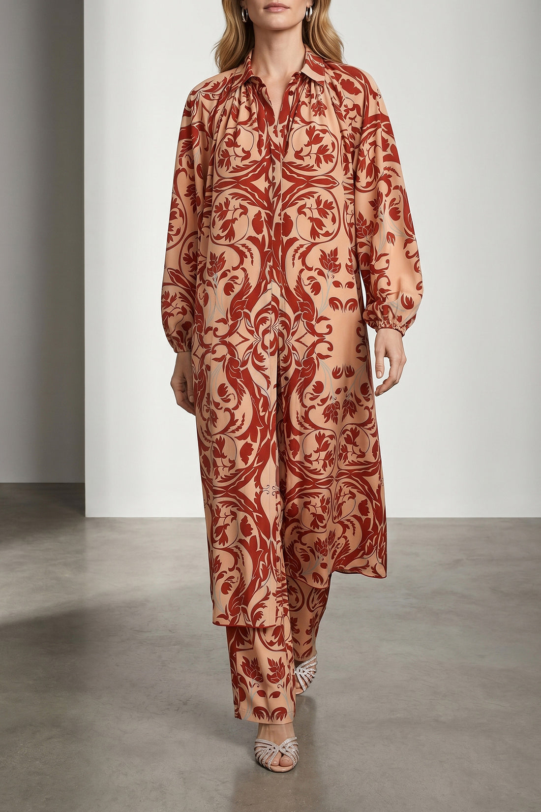 F.R.S. - FOR RESTLESS SLEEPERS M all-over europa crepe de chine silk maxi dress