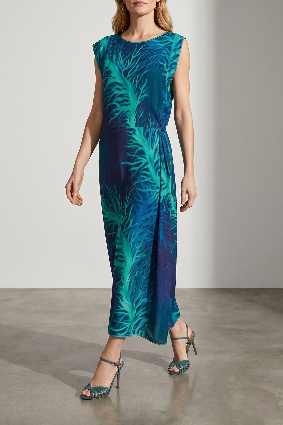briseide long dress in silk viscose satin
