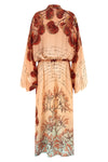 cenide long dress in contemplating love pink print silk crêpe
