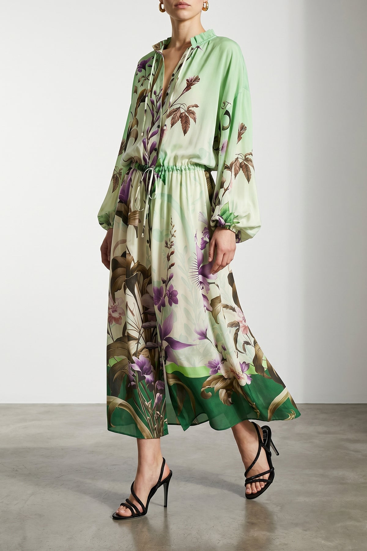 all-over cenide crepe de chine silk maxi dress