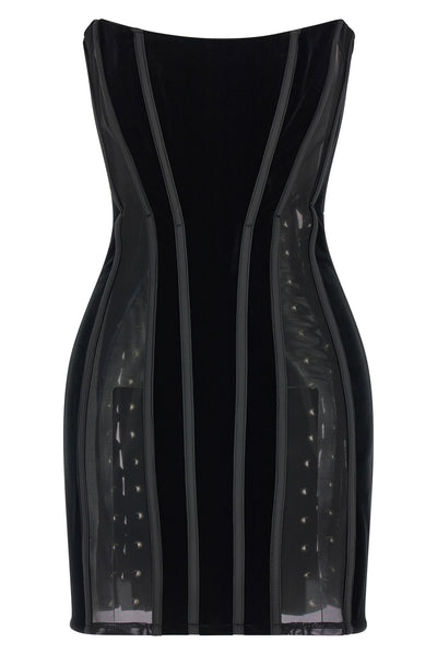 elisabetta franchi mini dress redefines the codes of contemporary corsetry throu