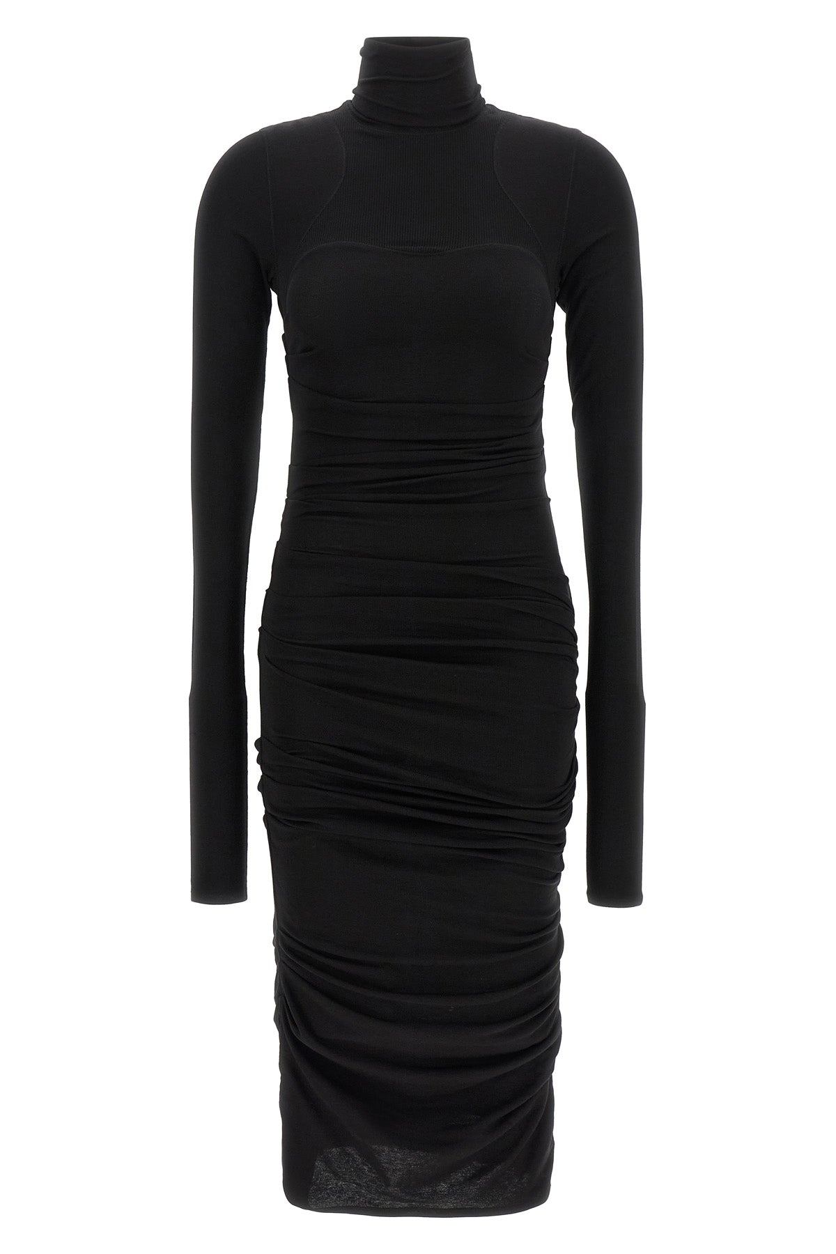 the elisabetta franchi black midi dress redefines the silhouette