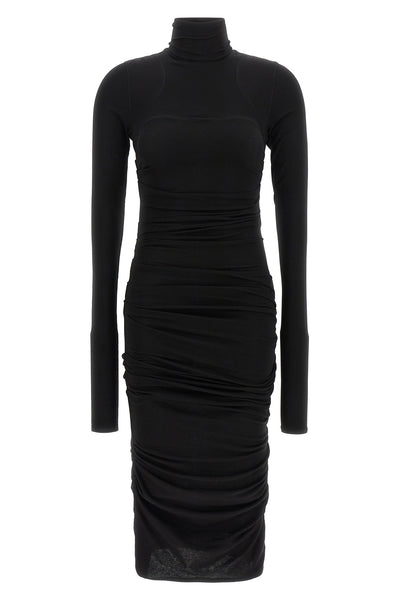 the elisabetta franchi black midi dress redefines the silhouette