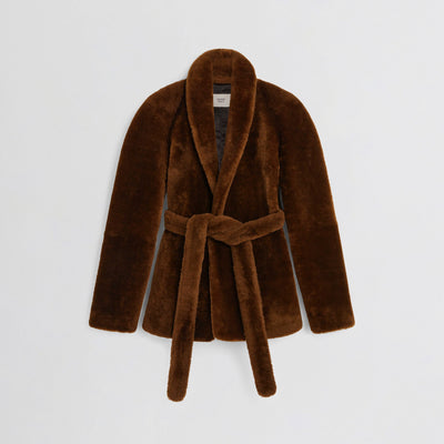 fur belted robe jacket