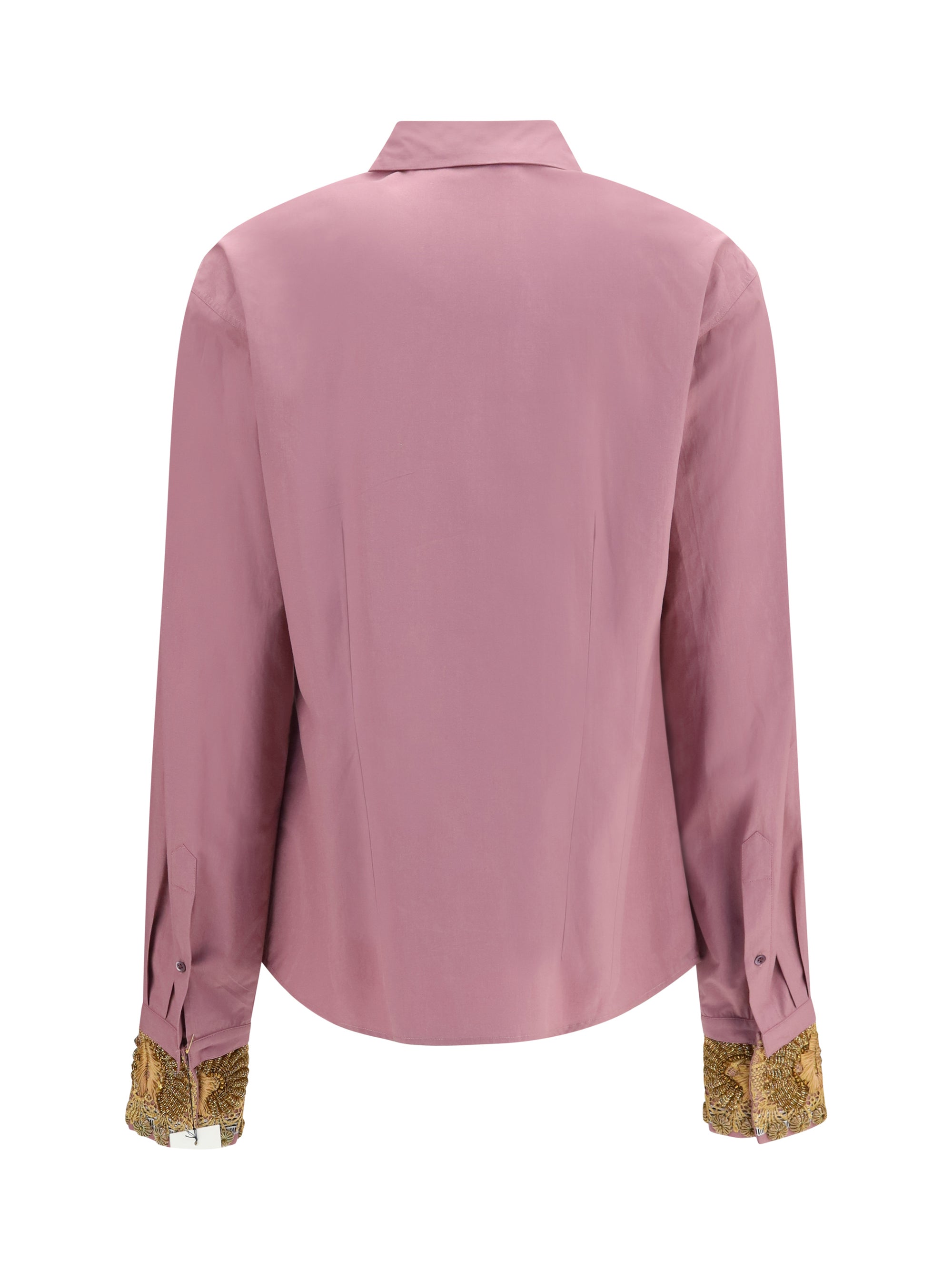 cotton shirt with floral embroidered cuffs