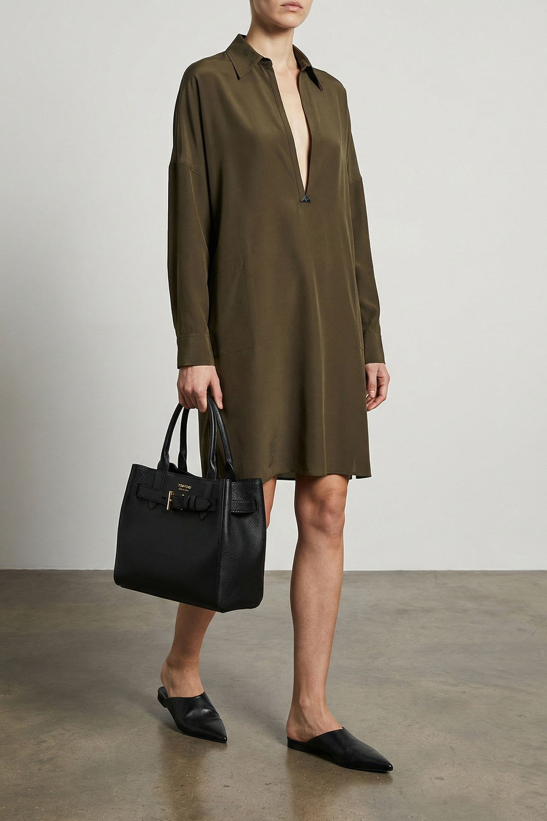 TOM FORD 38 crêpe de chine silk tunic midi dress