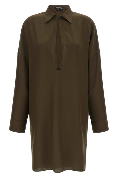 crêpe de chine silk tunic midi dress