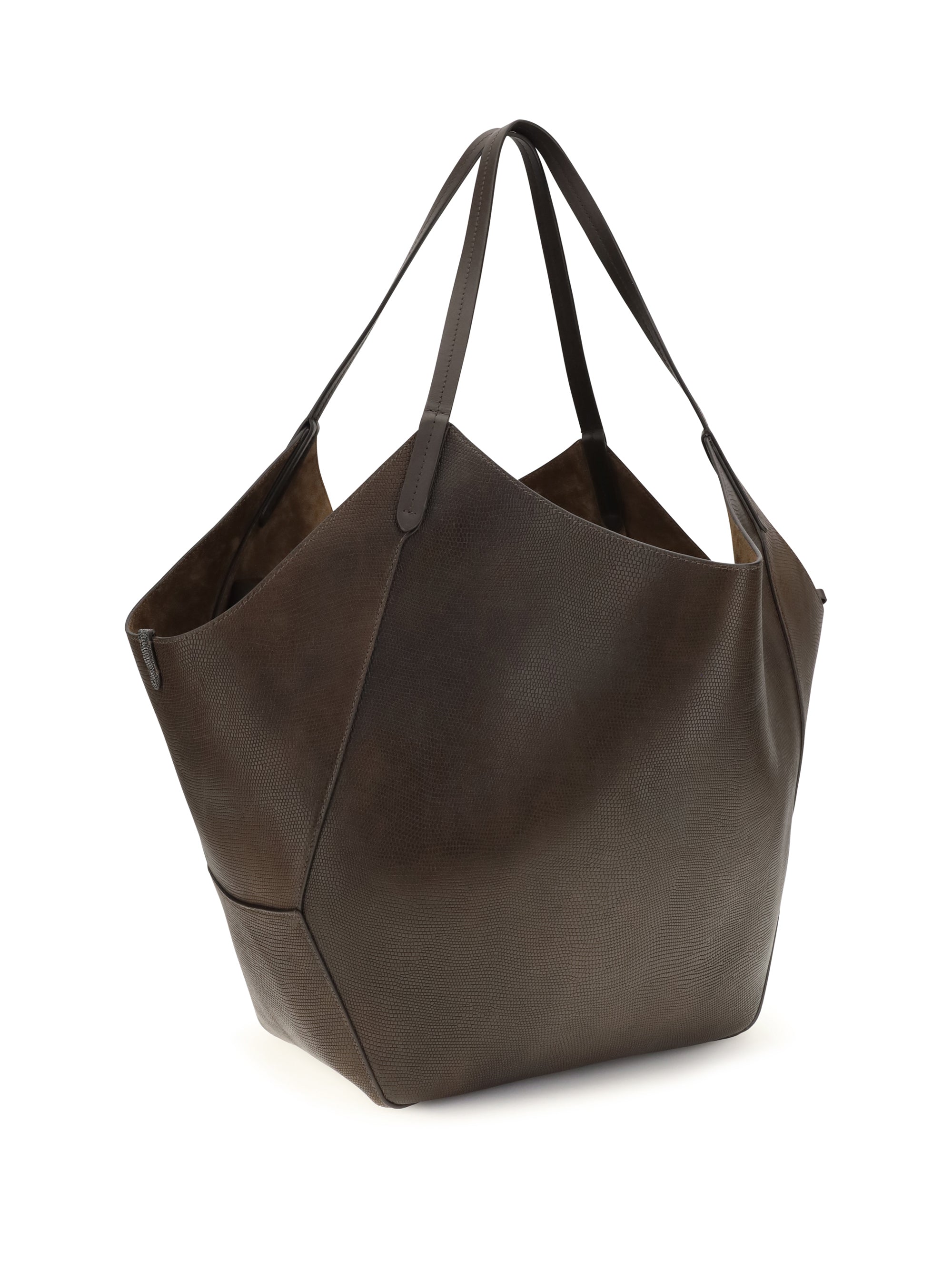 leather shopping bag with monili detail