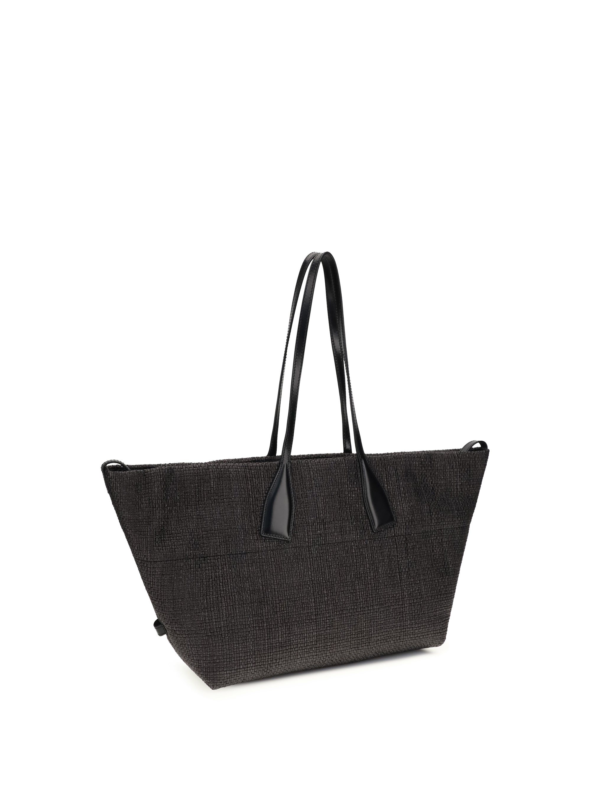 track shoulder bag in leather and raffia