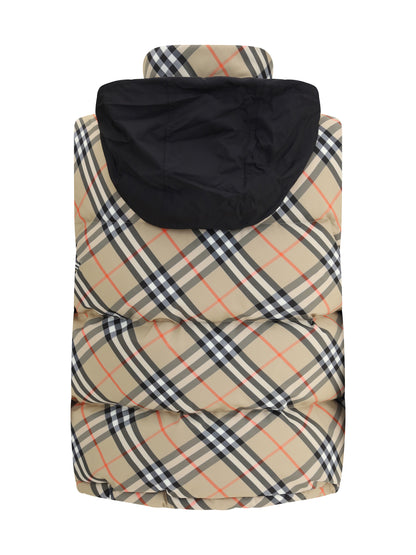 BURBERRY L check vest down jacket