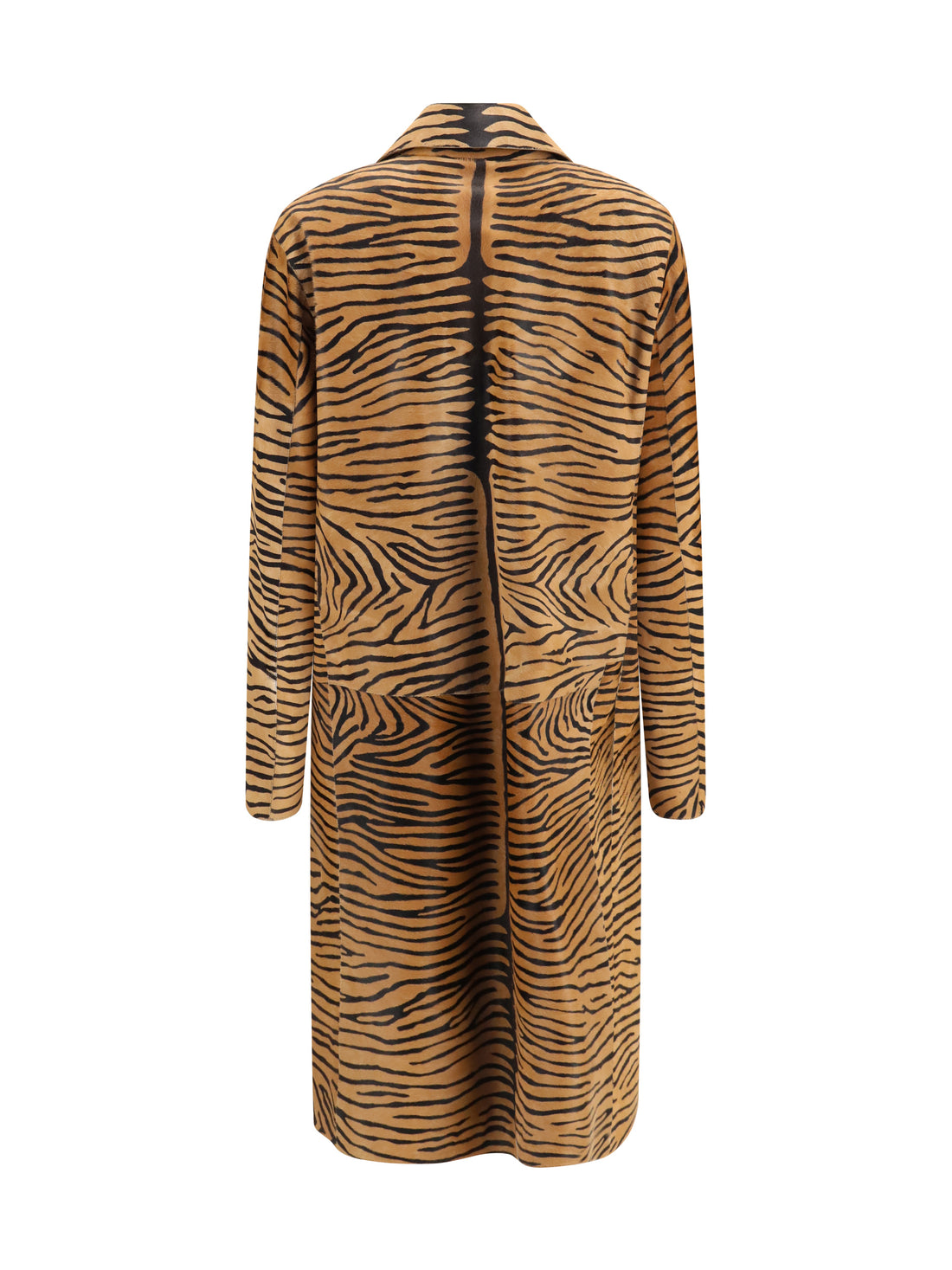 FENDI 42 tiger print pony effect leather coat