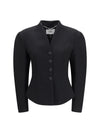 tailored wool-blend v-neck jacket