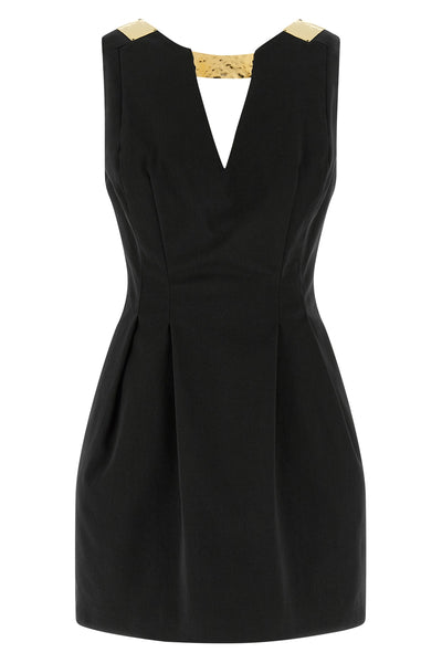 sleeveless cotton gabardine mini dress