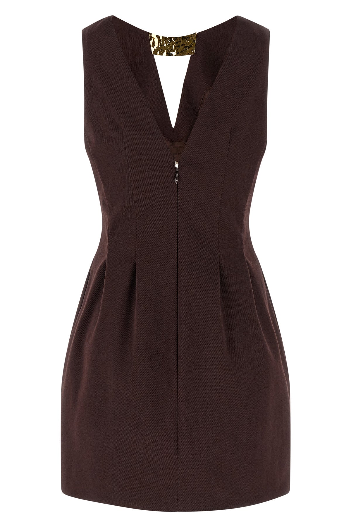 sleeveless cotton gabardine mini dress