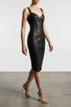 nappa effect fabric midi dress