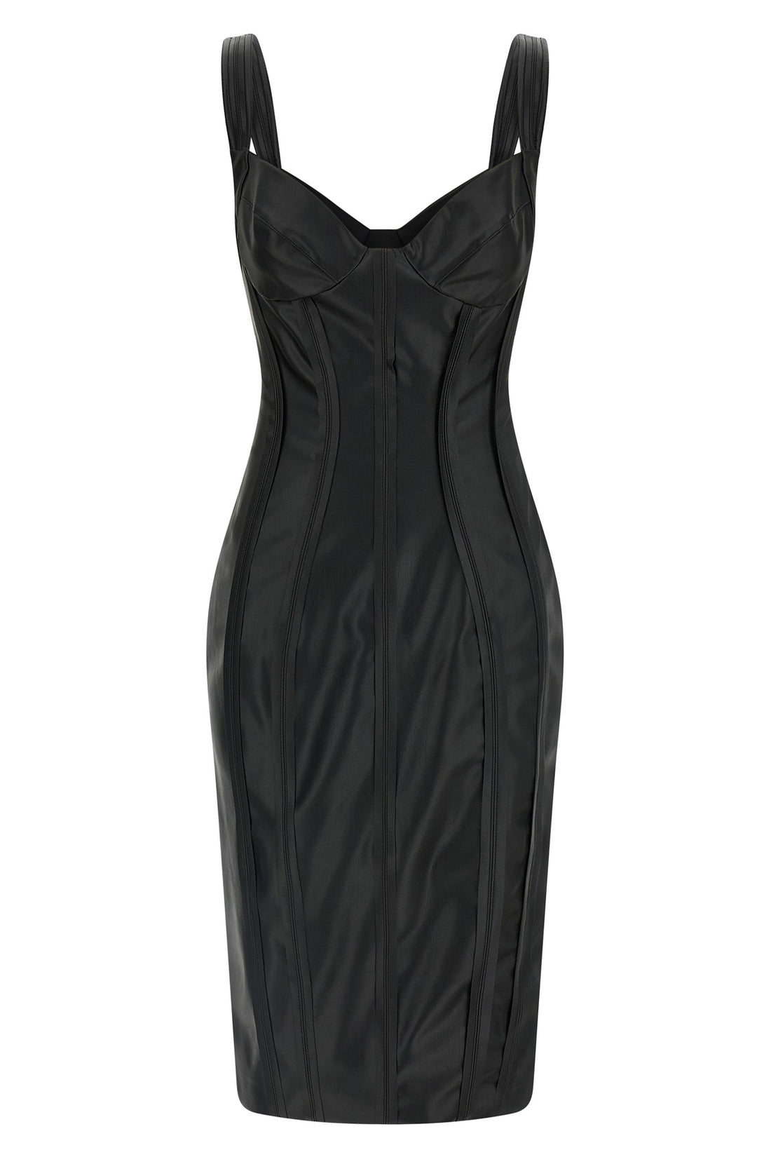 ELISABETTA FRANCHI 42 nappa effect fabric midi dress