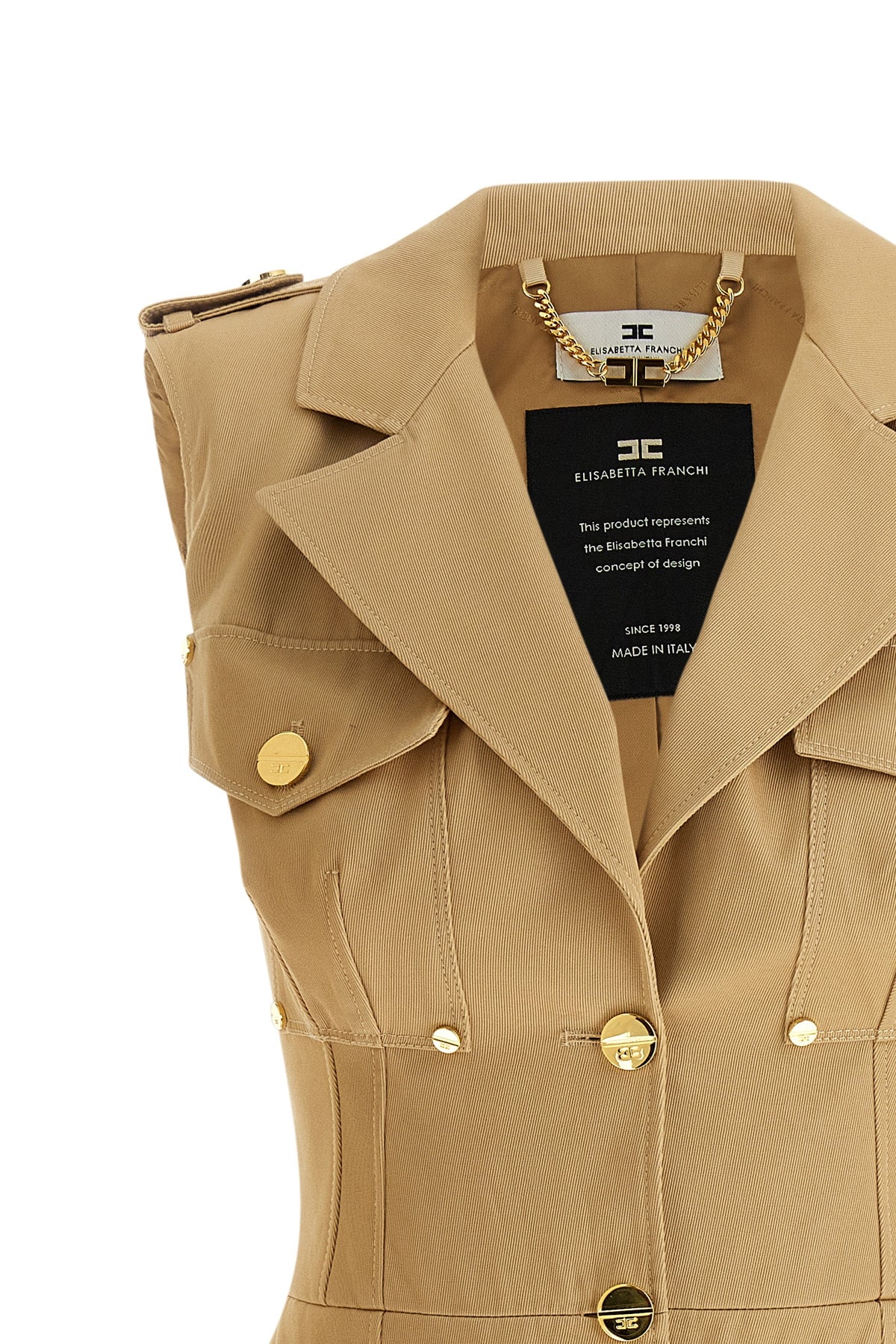 double-breasted cotton gabardine mini dress