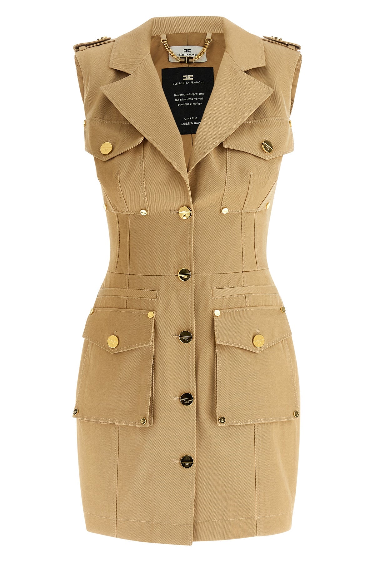 double-breasted cotton gabardine mini dress