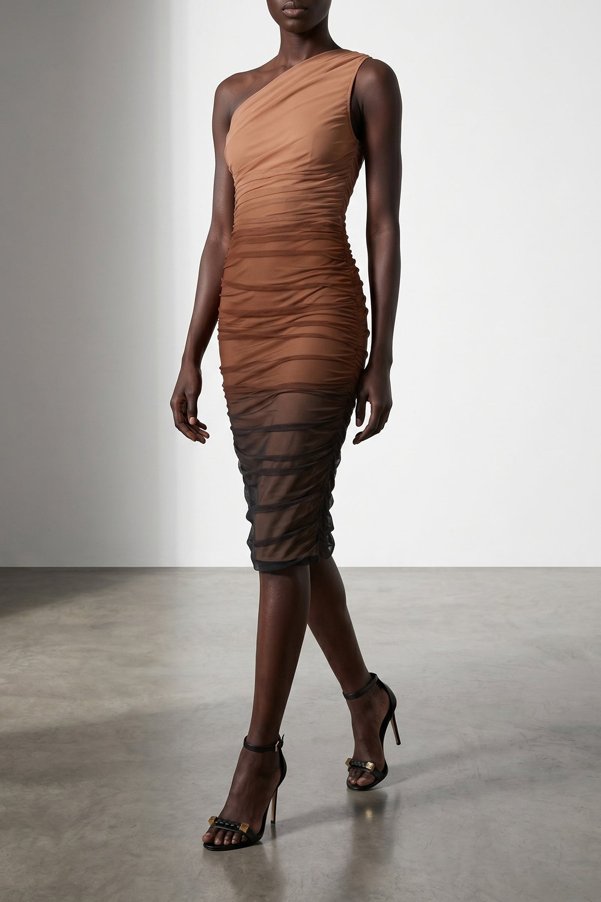 dégradé tulle midi dress