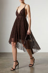 pleated floral lace mini dress