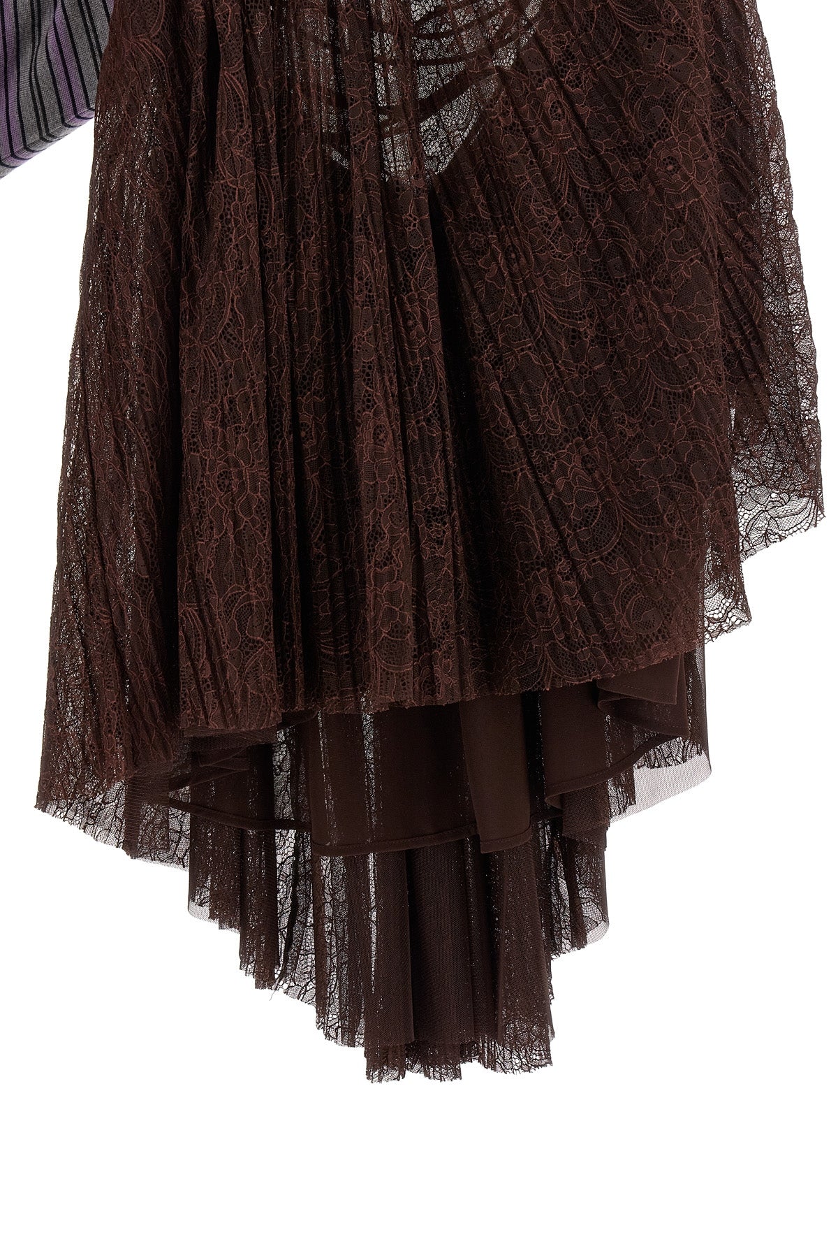 pleated floral lace mini dress