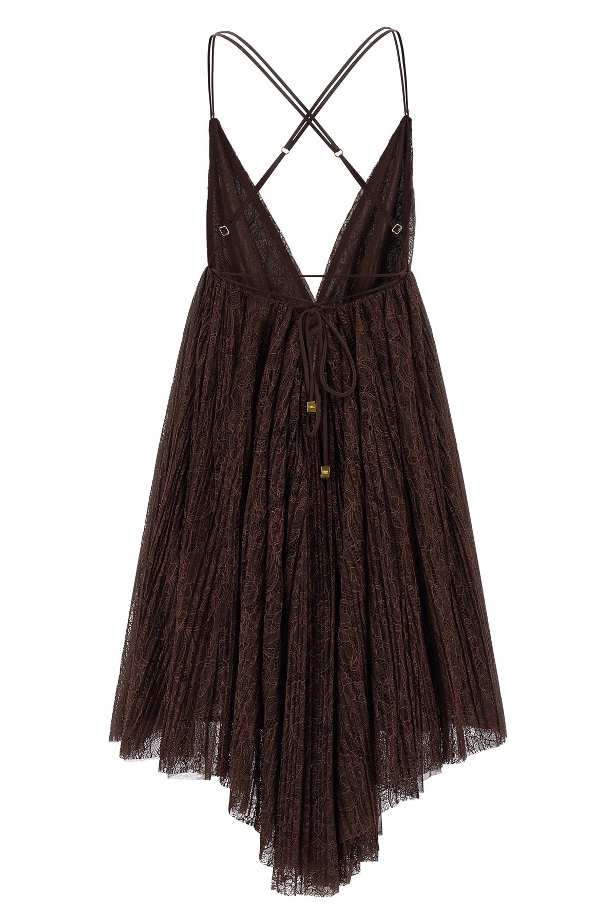 pleated floral lace mini dress