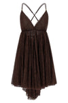 pleated floral lace mini dress