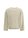 dazzling cable linen sweater with openwork ribbing