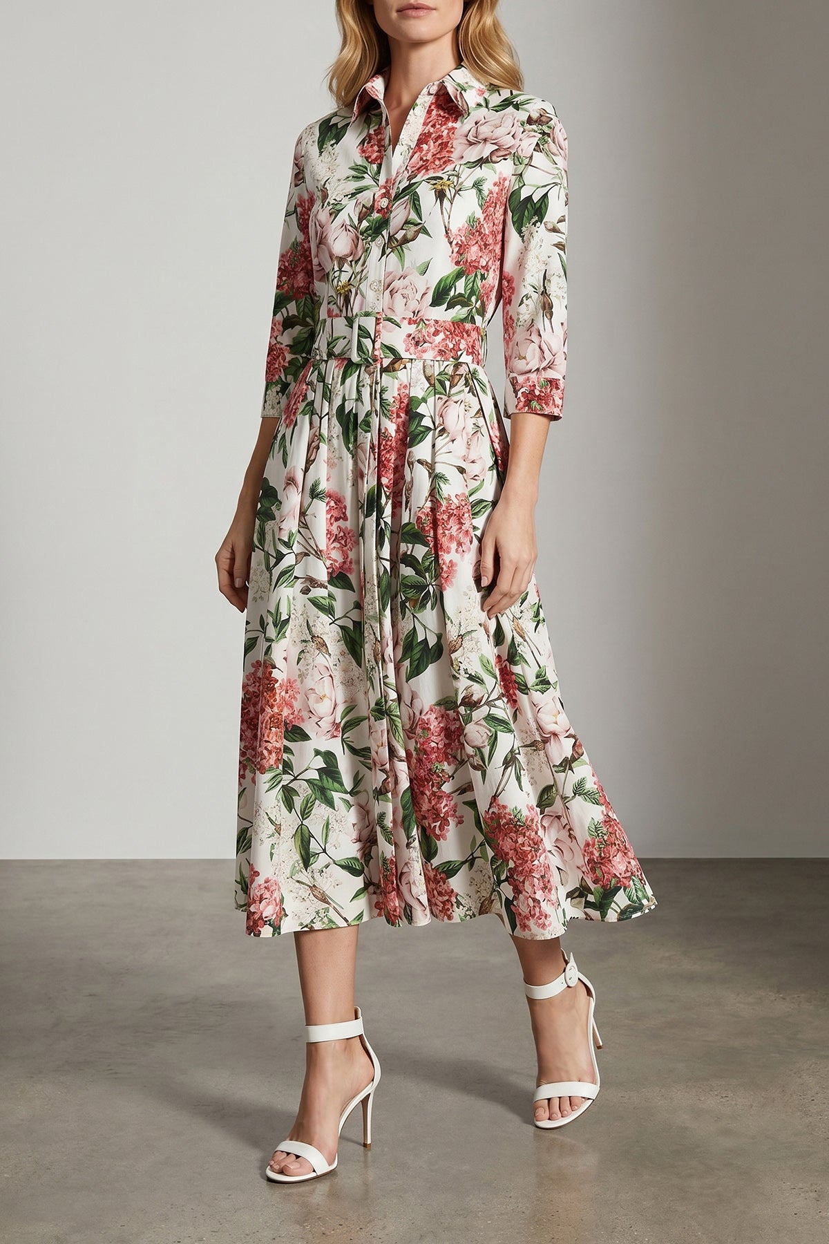 all over liliac heaven abelia cotton muslin midi dress
