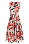 all-over pastel magnolia abelia cotton midi dress