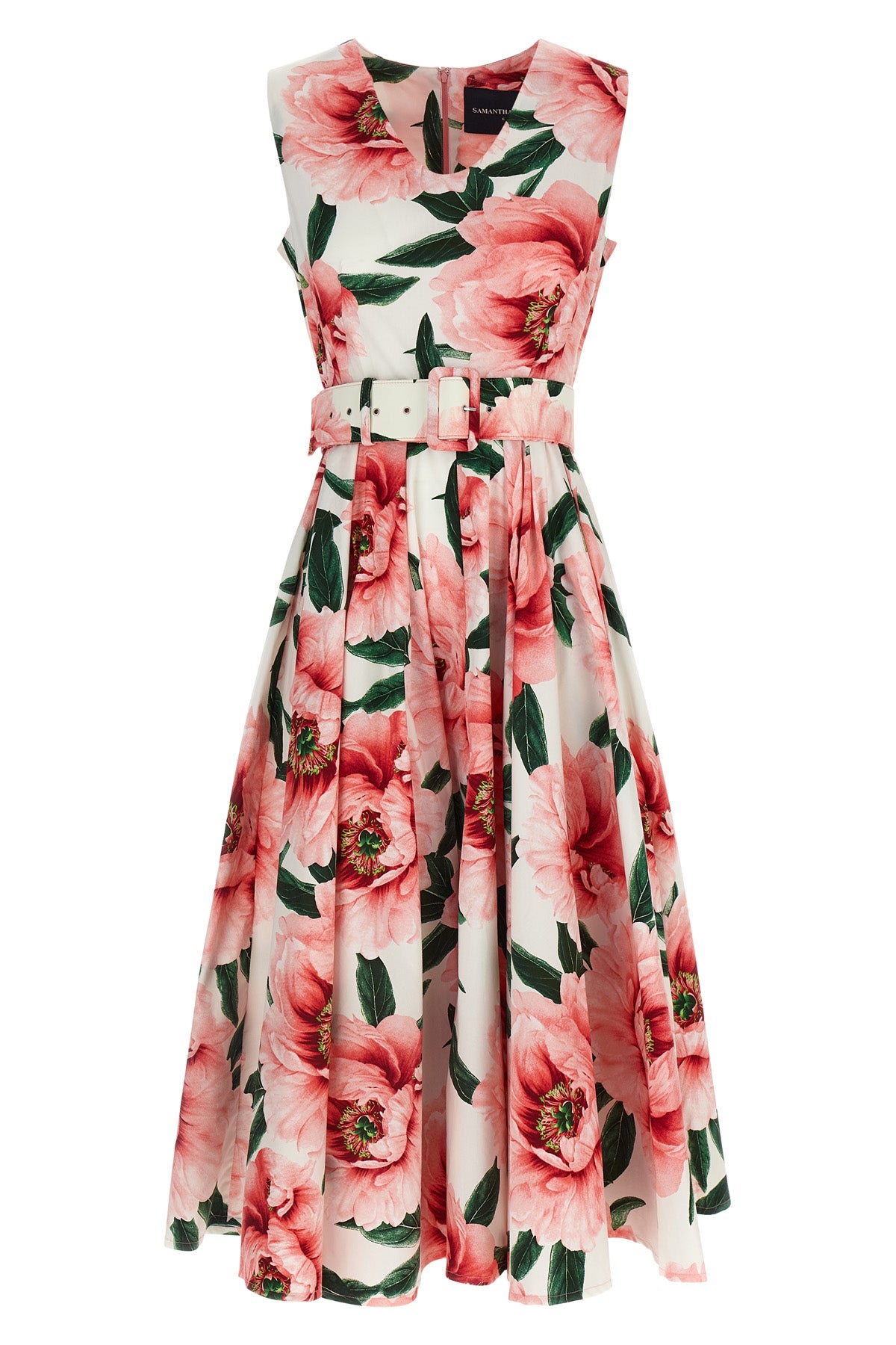 all-over pastel magnolia abelia cotton midi dress