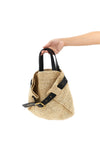 punch hole mini shopping bag in woven raffia