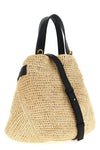 punch hole mini shopping bag in woven raffia