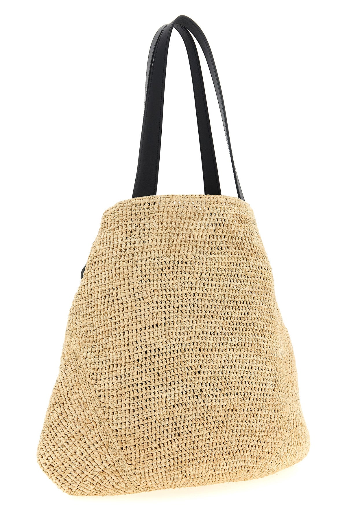 medium punch hole shopping bag in woven raffia