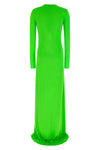 long sleeve slash front evening fluid viscose dress