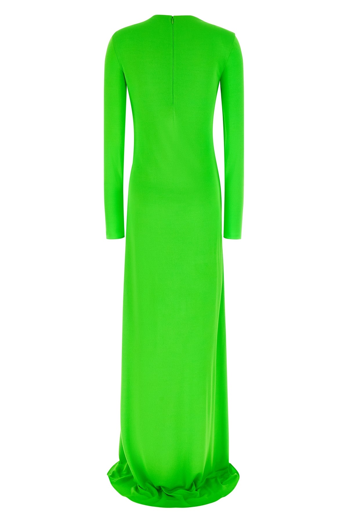 long sleeve slash front evening fluid viscose dress