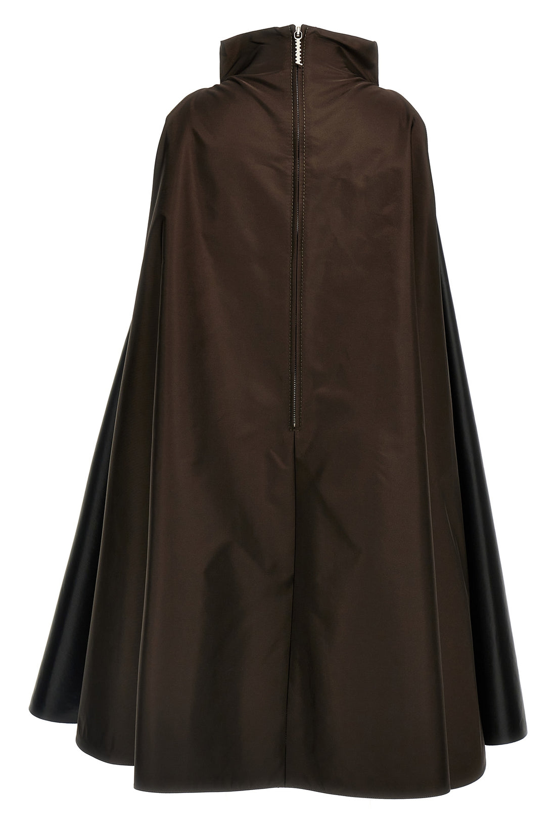 MARNI 40 two-tone trapeze dress in black coated nylon and brown nylon