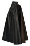 two-tone trapeze dress in black coated nylon and brown nylon