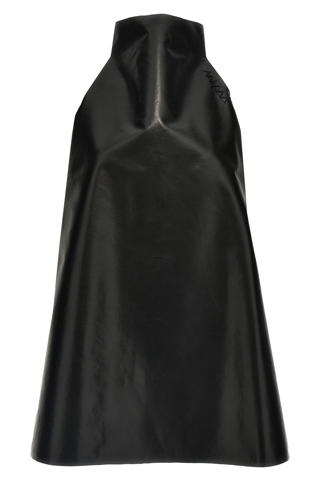 MARNI 40 two-tone trapeze dress in black coated nylon and brown nylon
