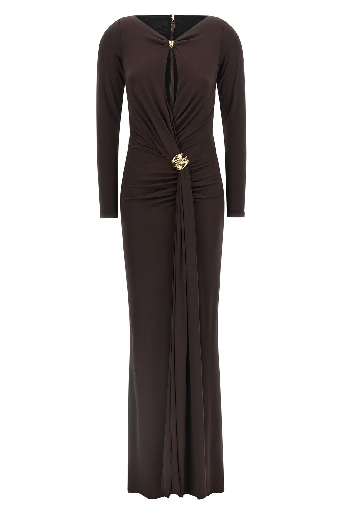 ELISABETTA FRANCHI 38 long red carpet dress in crêpe jersey